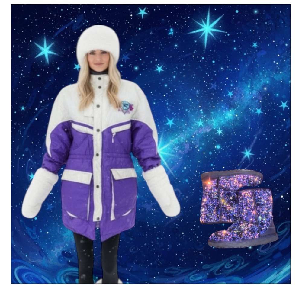Rossignol Ski Jacket Snowboarding Long Coat Purple White Size Medium Vintage 90s